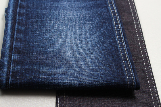 11.8 Oz Cross Slub Cotton Mixed Spandex Blue Denim Fabric For Man Jeans Stretch India Market Style Desizing Fleecing ผ้าใบสีฟ้าสําหรับผู้ชาย เสื้อเดนม์ยีนส์กระชับ สไตล์ตลาดอินเดีย