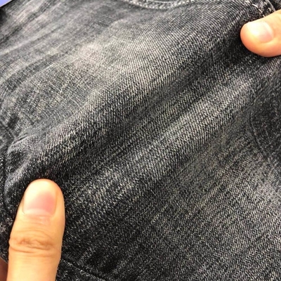 สโตน Washed Super Stretch Cotton Dualfx T400 Lycra Denim กางเกงยีนส์ผ้า Sulphur Black