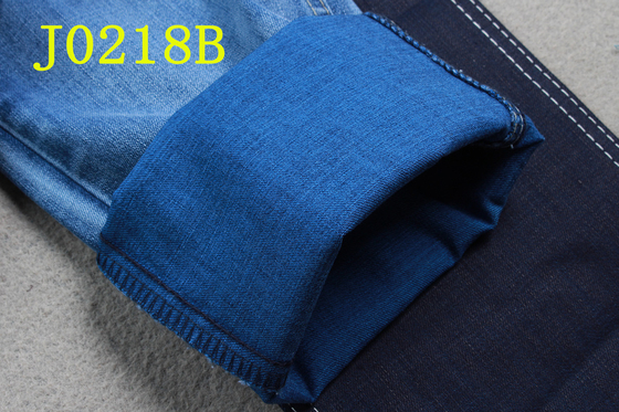 ผ้าเดนิม 9OZ พร้อม Tencel Cotton Polyester Spandex ด้านหลังสีน้ำเงิน Desizing 3/1 Right Hand Twill